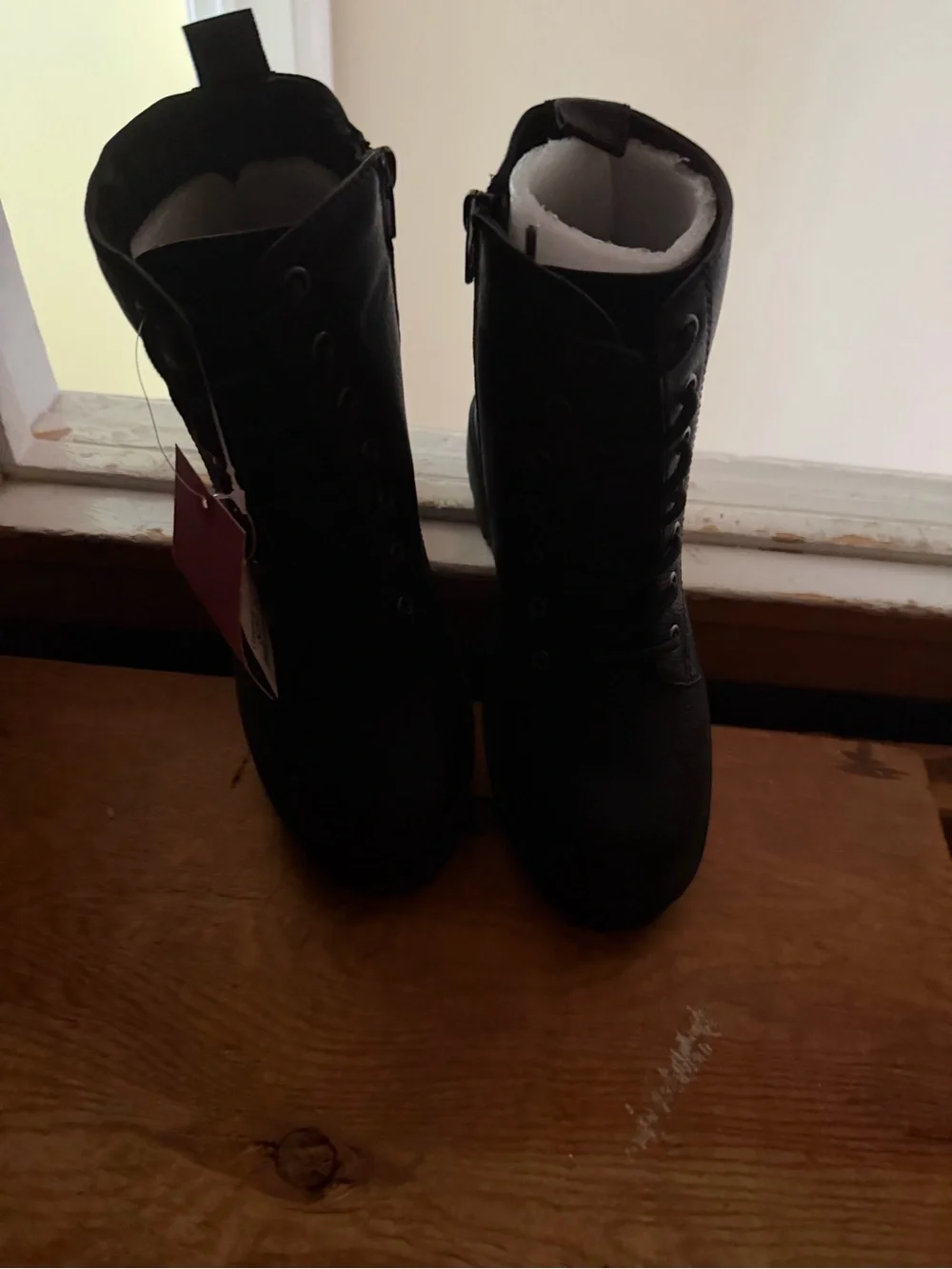 Black Lace-Up Combat Boots for big girls Classic Urban Style